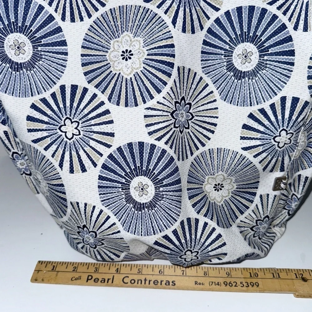 Oioi Be Spicy Diaper Bag Messenger Navy Medallion on Ivory Design